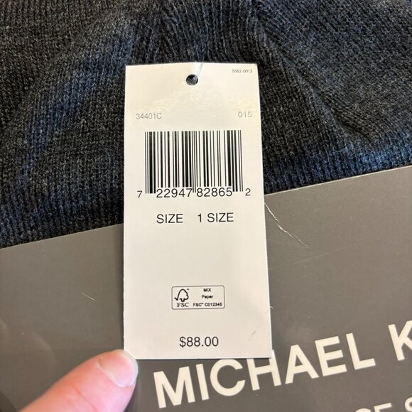 NWT Michael Kors 2 Piece Hat Scarf Set Dark Gray $88 Style 34401C - Picture 3 of 6